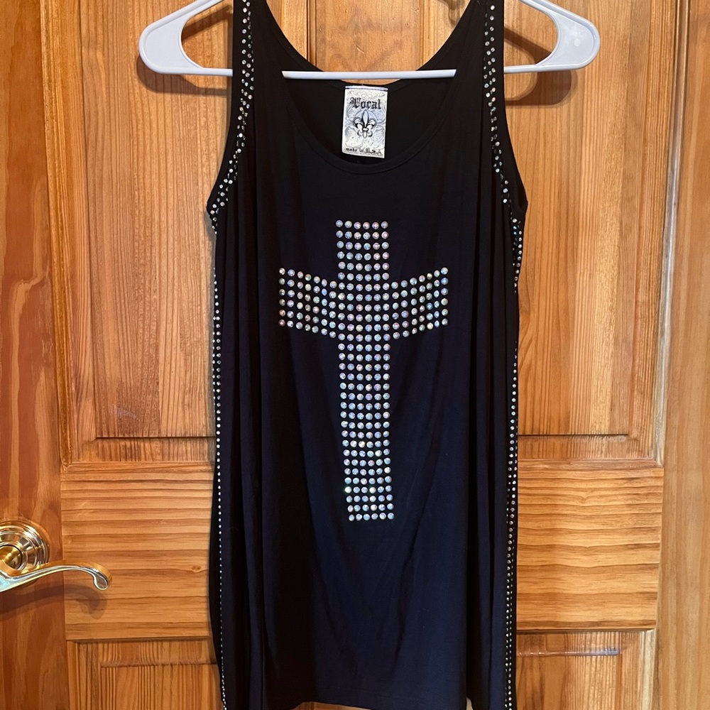 Vocal Long Sleeve Cold Shoulder Bling Shirt